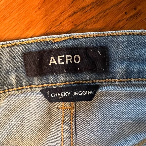 AERO Cheeky Jegging Distressed Front in Light Medium Denim Sz 4 - Picture 3 of 4